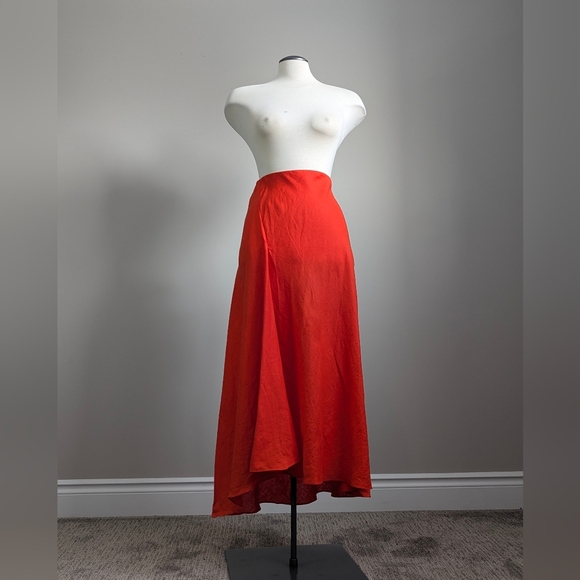 Jigsaw Dresses & Skirts - Orange 100% Linen Asymmetrical Maxi Skirt Summer Spring Resort Lightweight